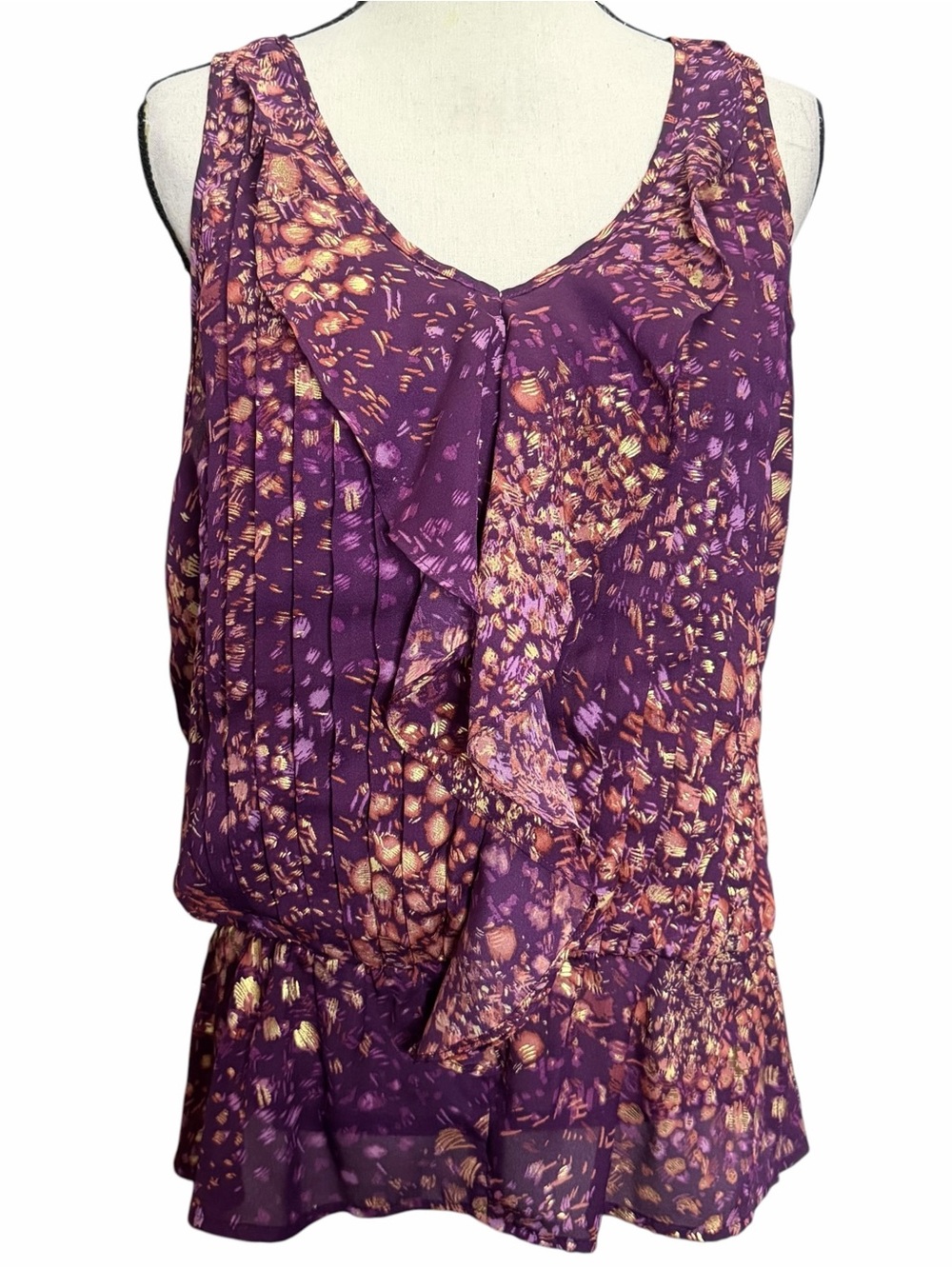 a.n.a. A New Approach Blouse L Ruffle Pleated Sleeveless